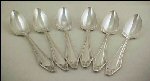 SHEFFIELD Silver Plate Fruit Spoons Set of 6 / Scroll Tip Handle / A.1. Quality