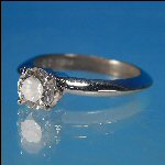 Cubic Zirconium Brilliant Round Diamond Solitaire Silver Setting Engagement Ring Marked KOREA C6