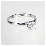 1/2 Ct Brilliant Round Diamond Solitaire Silver Setting Engagement Ring Cubic Zirconium Marked "CA"