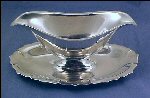 Vintage SILVERPLATE Gravy Boat Sauce Boat w/ attached Under Plate EARLY AMERICAN