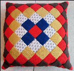 Vintage QUILTED PILLOW 14" Hand-Pieced GRANDMOTHER'S PRIDE #2
