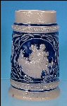 Vintage German Cobalt Blue Beer Stein - Ein froher Gast ist niemand last / A Happy Guest is Trouble to No One