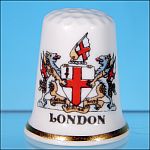 Vintage Collectible Bone China LONDON COAT OF ARMS Thimble Made in England