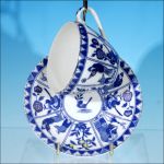 Antique Japanese NIPPON (Nichi How) Cobalt Blue & White IMARI Porcelain Teacup & Saucer Set 