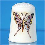 Vintage Exotic Tropical Butterfly China Thimble Collectible Souvenir