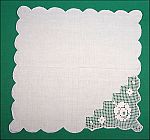 White Linen & Net Lace Floral Rose Napkin Doily Table Runner Scallop Border