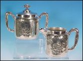 MERIDEN SILVER PLATE CO. Quadruple Silver Plate Silverplate Covered Sugar Bowl and Creamer Pitcher Tea Set  (Re-Silvered)